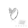 12PCS OF CZ PRONG GEM PAVED BUTTERFLY 316L SURGICAL STEEL O-RING NOSE HOOP BOX
